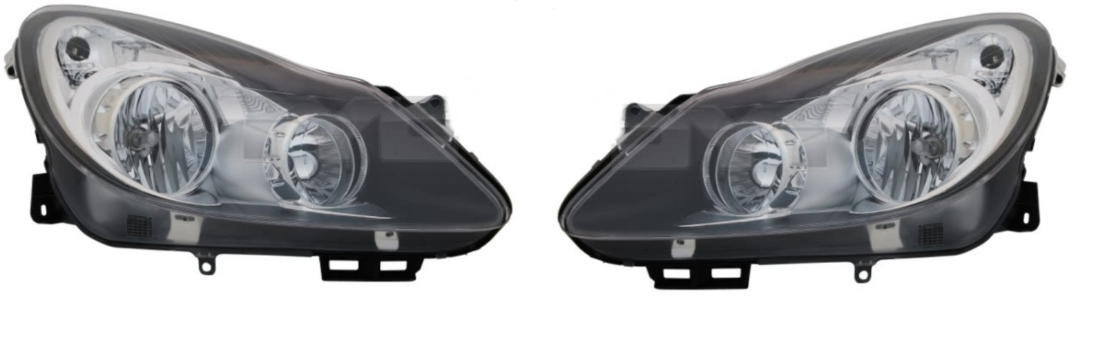 Phares avant Opel Corsa D de haute précision finition fond noir mat