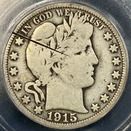 1915 (P) Barber Half Dollar - ICG Certified VG 8 Details (Damaged) - Scarce