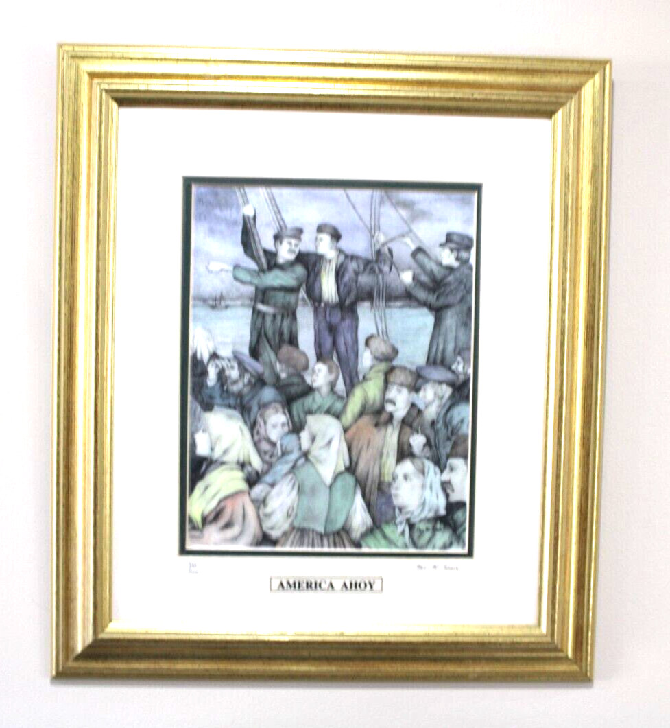 Boceto/impresión acuarela America Ahoy de colección firmado por Orla McGrath x2 #'d MI Irlanda