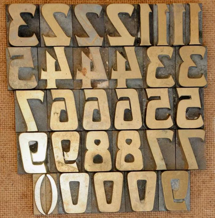 Prägeschrift 25 mm Messingschrift Buchbinder Messing Vergoldepresse Zahlen