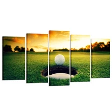 KREATIVE ARTS - Golf Course Scenery Canvas Wall Art Contemporary Sunset Canva...