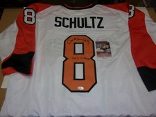 DAVE SCHULTZ PHILADELPHIA FLYERS,75-76 SC CHAMPS WHITE JSA/COA SIGNED JERSEY