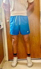 Nike Vintage Rare Sportswear Club Woven Track Shorts Nylon Shiny Blue