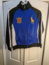 Polo Ralph Lauren Track Jacket Big Pony Embroidered Crest USA Sz 14/16 Gold Pony