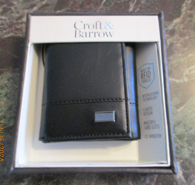 Croft & Barrow RFID Data Protection Wallet Trifold Multiple Card Slots Black