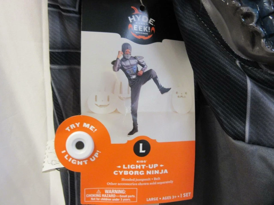 Детский светящийся костюм киборга ниндзя для Хэллоуина комбинезон с капюшоном и ремень большой - Изображение 4 из 4