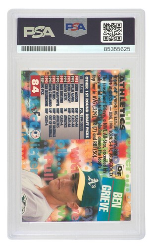 Ben Grieve Signed 1994 Stadium Club Draft Picks RC Card #84 w/98 AL ROY - (PSA) - Picture 2 of 2