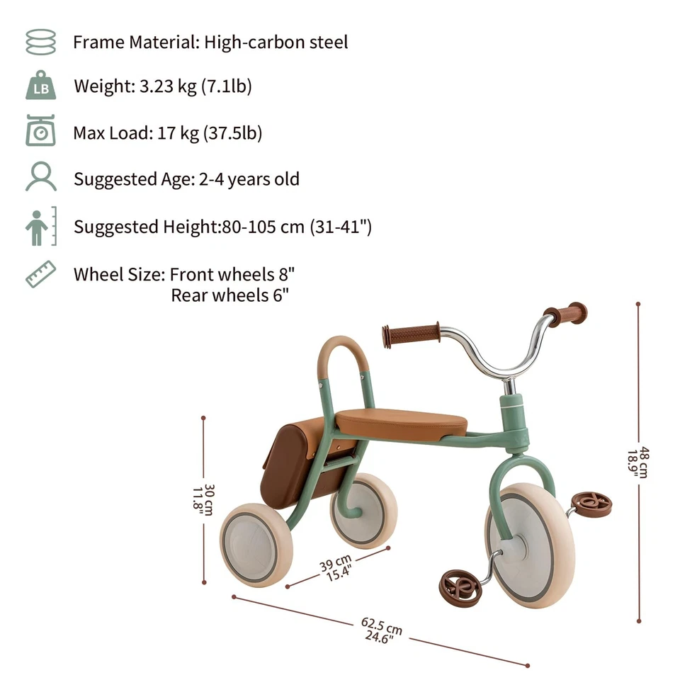 Mate Kids' Tricycle Push Ride On Toys Pedal Vehicle for 1-4 Year Kids First B... - Image 2 of 4