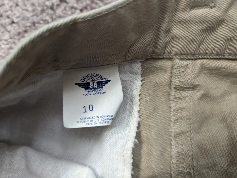Pantalones Cortos Dockers Vintage Años 90 Para Mujer 10 Plisados Beige Y2K Tiro Alto Mamá Foto 3 de 4