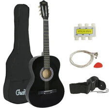 38" Beginner Wood Acoustic Guitar Starter Kit w/Gig Bag,Pick,Strings Strap Black