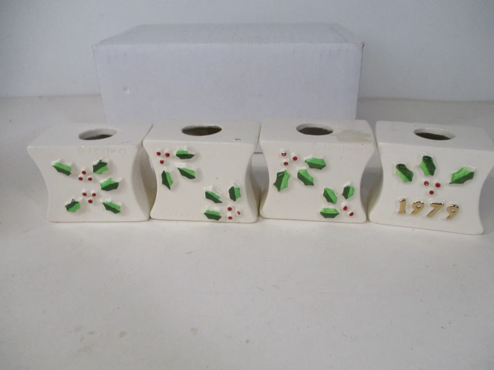 Vintage 1979 Japón Cerámica Navidad NOEL con Candelabros Holly Foto 4 de 4