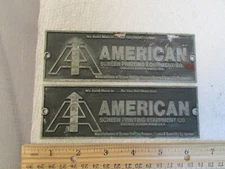 American Screen Printing Equipment Co. -- 2 Cast Metal Name Plates