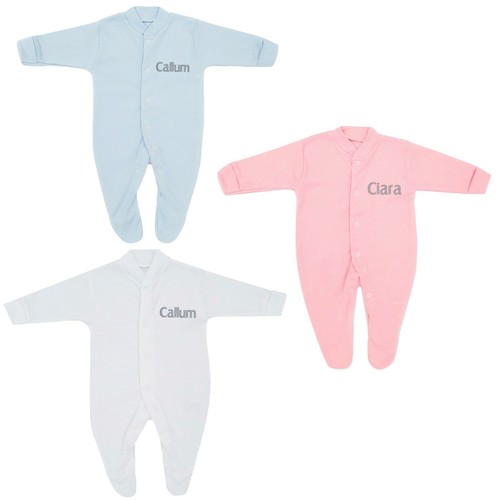 Baby Girl Boy Personalised Sleepsuit Romper Babygrow Embroidered NB12