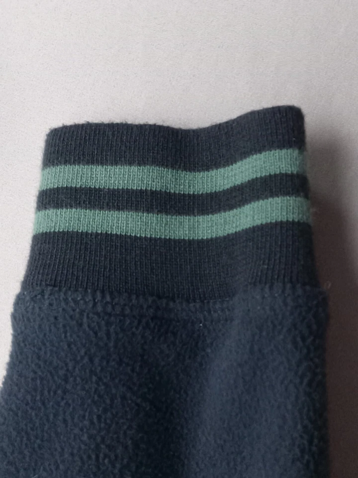 Moletom Lands End Kids tamanho GG 14-16 azul marinho zíper completo listra verde lã macio - Imagem 4 de 4