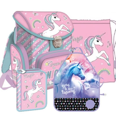 ST.MAJEWSKI Einhorn Unicorn Pferd Schulranzen Tornister Ranzen Schulrucksack Set 4 teilig