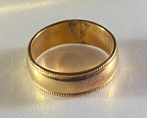 Vtg Yellow Gold Filled Milgrain WEDDING BAND Ring ~5-1/2mm Sz 6 NEW Old Stock - Picture 6 of 6