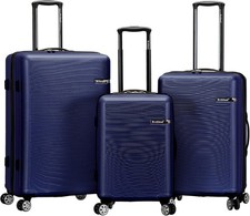 Rockland Skyline Hardside Spinner Wheel Luggage Set, Blue, 3-Piece Set