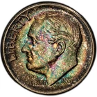 MS66 1952 10C Roosevelt Silver Dime, PCGS Trueview- Rainbow Mint Set Toned