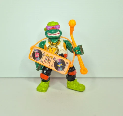 TMNT MICHAELANGELO RAPPIN' Rock N Rollin 1991 Vintage Figure + Accessories