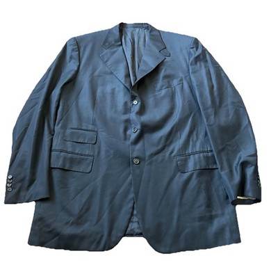 Luciano Barbera Men's Wool Rayon Blazer Navy Blazer Jacket 3 Button See Measure