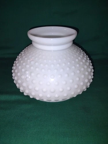 Vtg Hobnail Student Lamp Shade White Milk Glass  7 " Fitter 5.5" Height