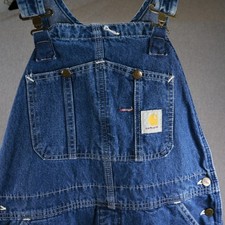 Vintage Carhartt R07 DST Denim Bib Overalls 36x30 Darkstone Workwear Carpenter