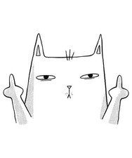 Cat Middle Finger Sticker Decal Funny Meme Laptop Car Bumper Waterproof 5"