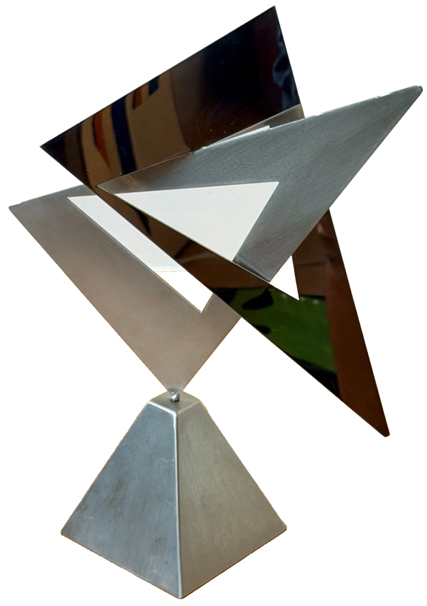 Geometric Studio Industrial Metal Steel Chrome Kinetic Art Sculpture Vtg Jere