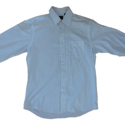 Arrow Fitted White Long Sleeve Dress Shirt M Button Front Point Collar Pocket