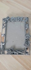 Vintage Papel Freelance Pewter Baby Picture Frame 4x6 Nursery Toys Train Bear