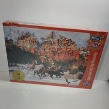 Master Pieces Running The Sacred Cliffs 1000 Pcs Puzzle New/Sealed- Box Damage