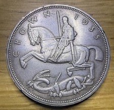 1935 George V Rocking Horse Crown .500 Silver Coin In Circulated Condition