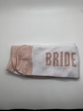 Bride Novelty Crew Socks White Blush Pink Wedding Gift One Size Adult