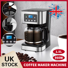 Image of 950W Filter Coffee Maker Machine 12 Cup Automatic Setting Digital Timer 1.5L