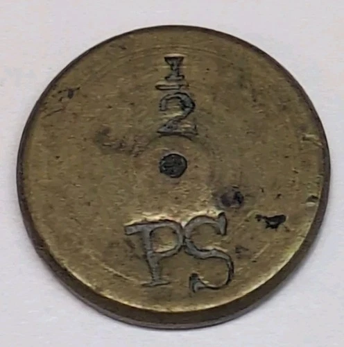 SOVEREIGN COIN WEIGHT ANTIQUE NUMISMATIC HALF GUINEA GOLD SCALES WEIGHT BRASS