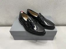 Thom Browne Spazzolato Pleated Varsity Loafer Men's US 7.5, Black