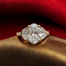 Diamond Engagement Ring 18k Yellow Gold IGI Lab Grown 4.00 Ct Oval Cut Size 5