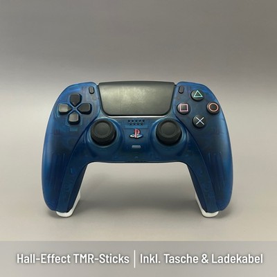 PS5 Custom Controller TMR Hall Effect Anti Drift Crystal Ocean Blau