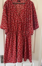 Dress Long Top Size 26 Boohoo red floral print dress Summer Plus Size