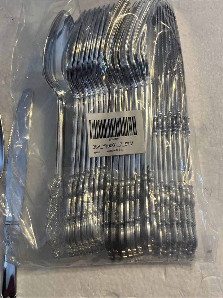 Elegantes artículos de plástico Chambury Casa. 4 paquetes de 24 piezas. Tenedores, cucharas, cuchillos.  Foto 4 de 4