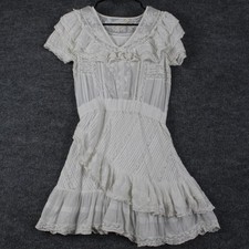 LoveShackFancy Dress XS White Ruffle Eyelet Lace Mini Boho Coquette Girly Core