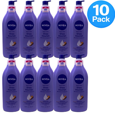 NIVEA Shea Nourish Body Lotion Hyaluronic Acid Shea Butter 16.9fl oz 10 Pack New