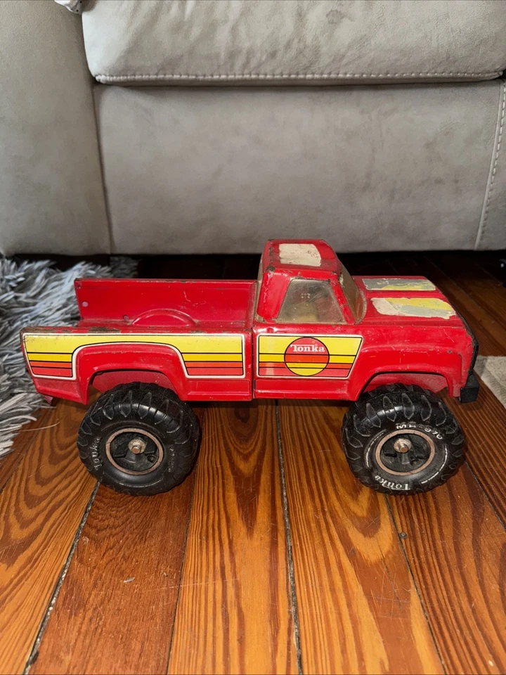 Vtg 1970s Tonka BIG COUNTRY Hi-BOY 4X4 Red MR-970 Lifted Pickup Truck #2990 - Image 2 of 4