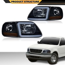Pair Led Drl Headlights For 1997 1998 1999 2000-2004 Ford F150 Expedition Amber Pair Led Drl Headlights For 1997 1998 1999 2000-2004 Ford F150 Expedition Amber