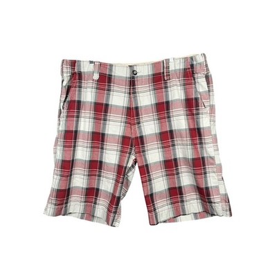 Plugg Mens Red Plaid Bermuda Shorts Size 42'' Inseam 10'' Outdoors Beach Trunks