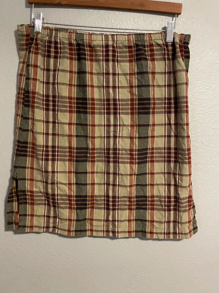White Stag Skirt Womens Medium Brown Plaid Cotton Drawstring Academia Y2K READ - Image 3 of 4
