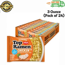 Nissin Top Ramen Noodle Soup, Chicken, 3 Ounce (Pack of 24)