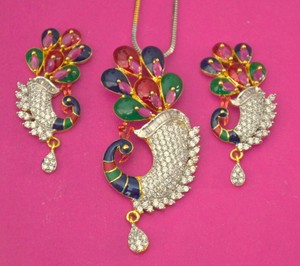 ruby stone pendant set