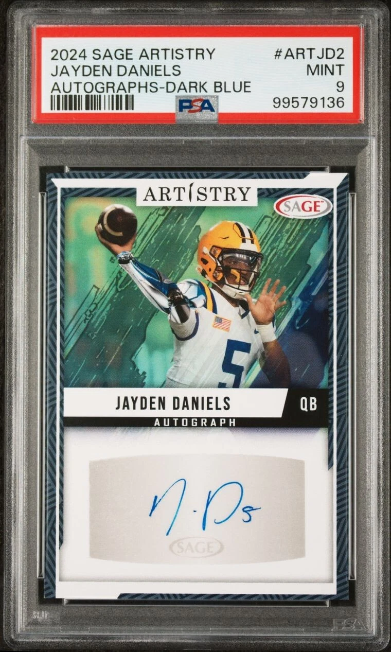 Jayden Daniels Sage Artistry Autographs #ARTJD2 Dark Blue