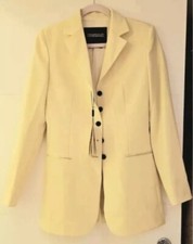 Massimo Dutti Women Yellow Wool Button Up Blazer Jacket Uk 12-14